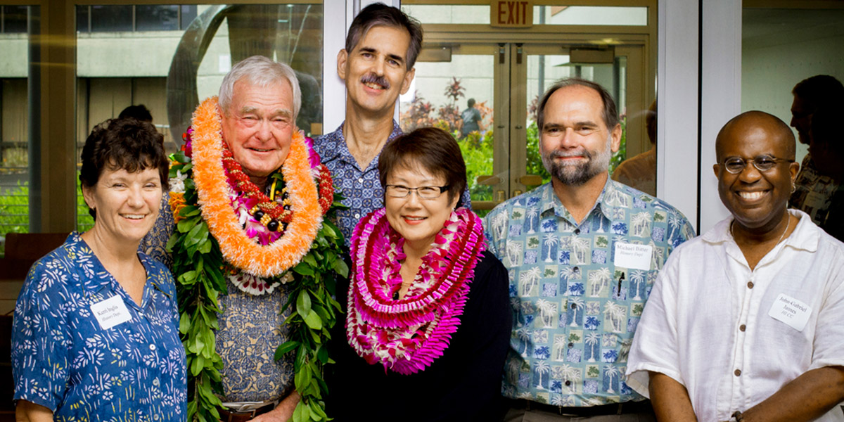 Current history professors joined the celebration.  L-R: Dr. Kerri Inglis, Dr. Purcell, Dr. Fujimoto, Dr. Michael Bitter and Joh