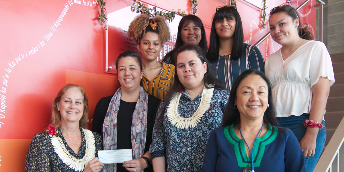 Representatives from the Hawaii-Pacific Foundation visited Oʻahu recently and to meet with and present a donation to Chancellor Maenette Benham.