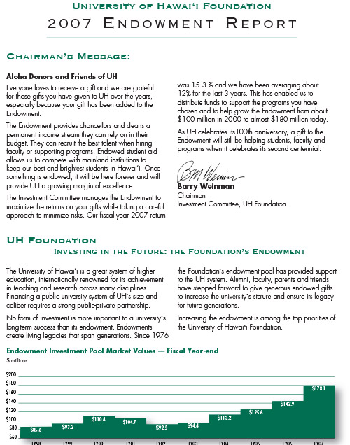 2007 Endowment Report Cover