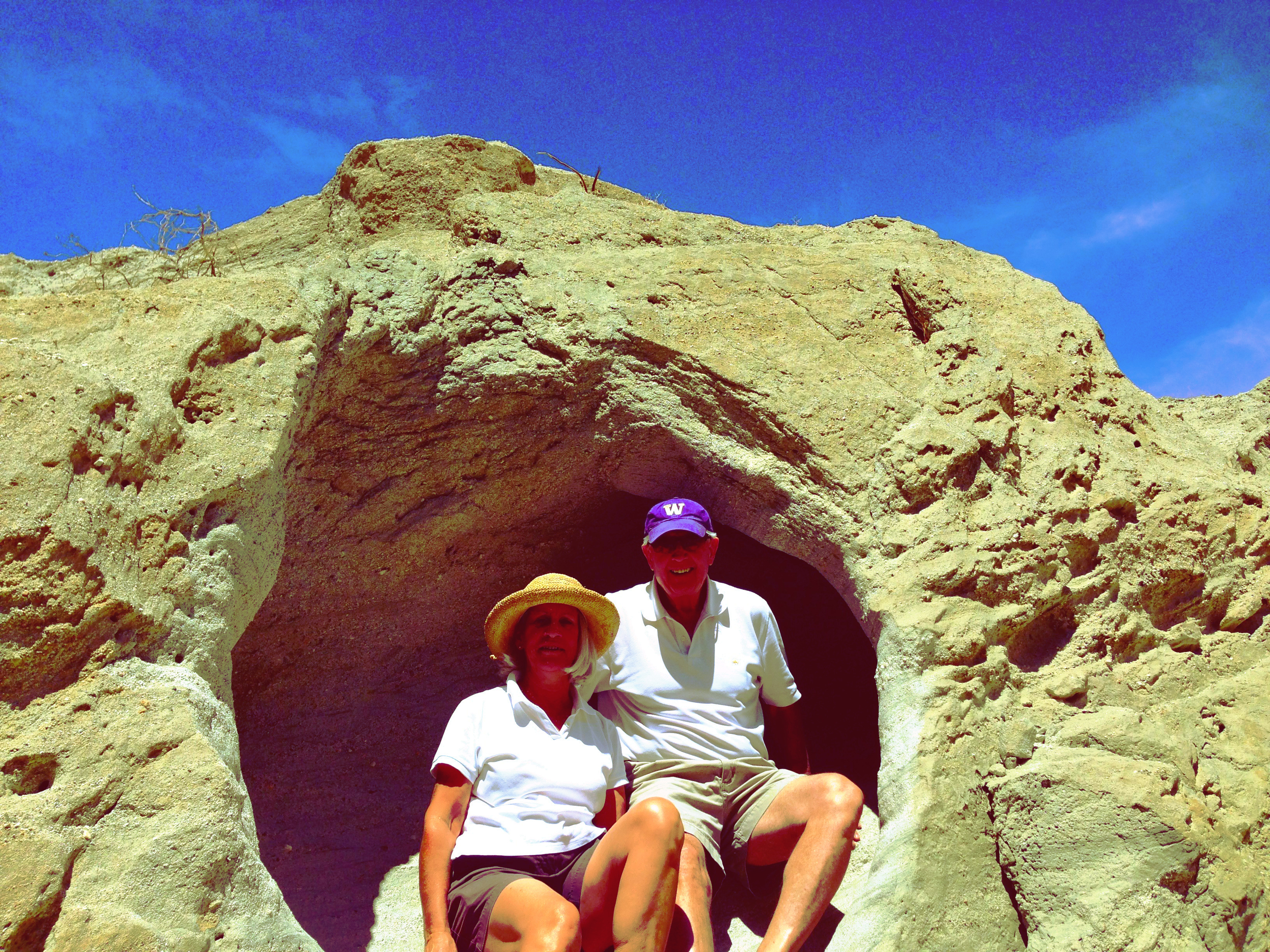Debra and Arlen Prentice hiking near the San Andreas Fault
