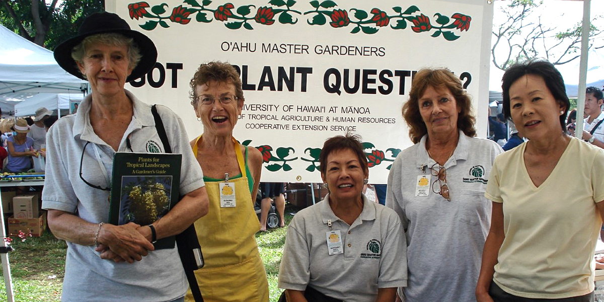 Oahu Master Gardeners, circa 2009: L-R: Joan Larcom, Susanna Reed, Margaret Mortz, Beverly Bertino, Shirley Zukeran