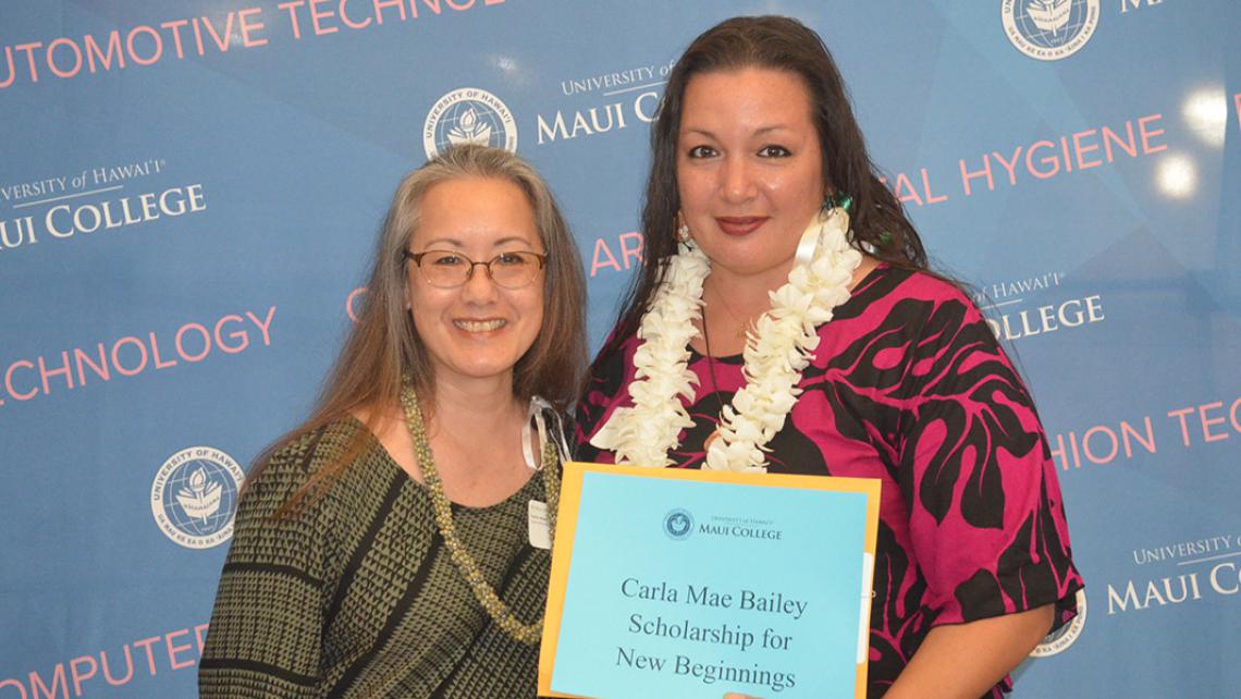 Inaugural scholarship recipient Jennifer Chrupalyk (right) and donor Carla-Mae Bailey