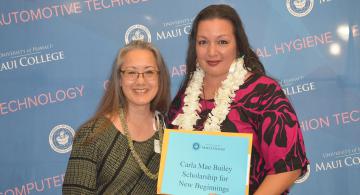 Inaugural scholarship recipient Jennifer Chrupalyk (right) and donor Carla-Mae Bailey