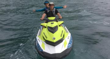 Ted and Cheryl Saito jetsking